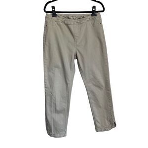 Soft Surroundings Pants Womens Size M Tan Pull-on Floral Embroidered Ankle Pants